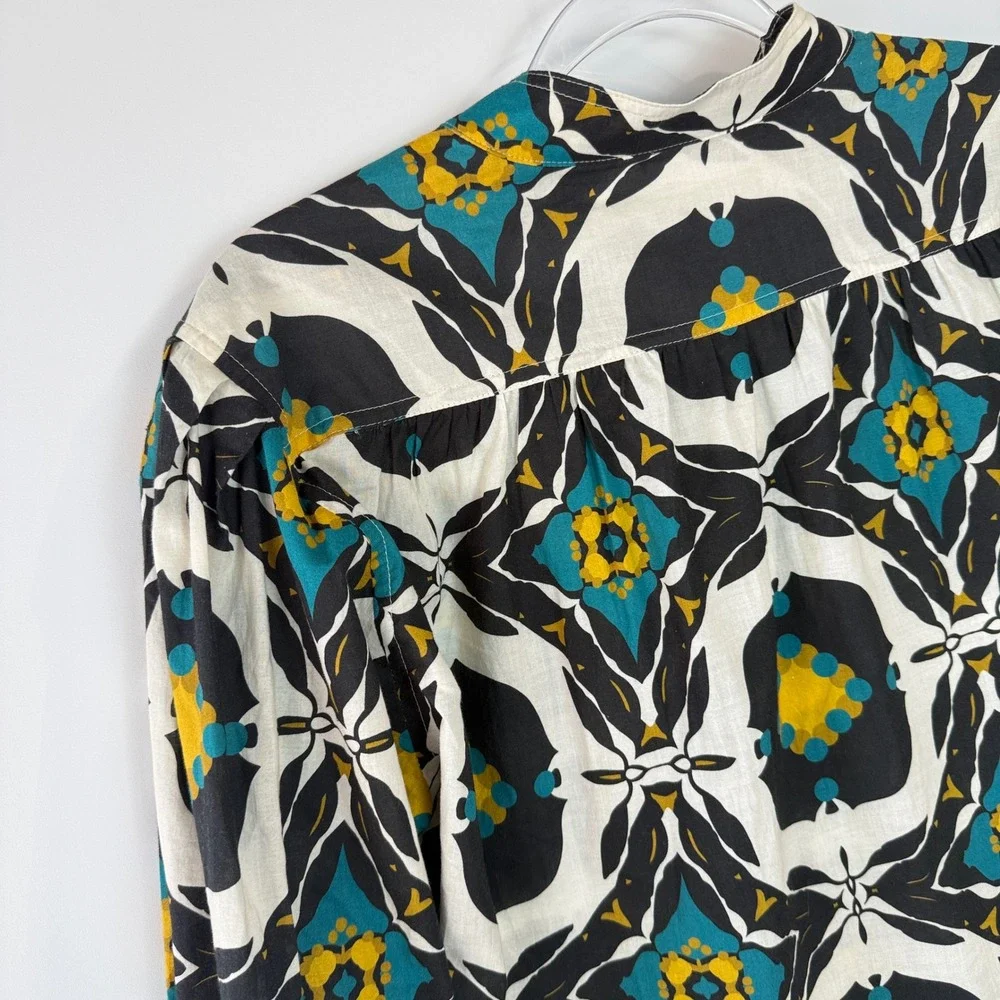 Anthropologie Exquise Button Down Shirt 4 Multi Geometric Kaleidoscope Print - Picture 6 of 15